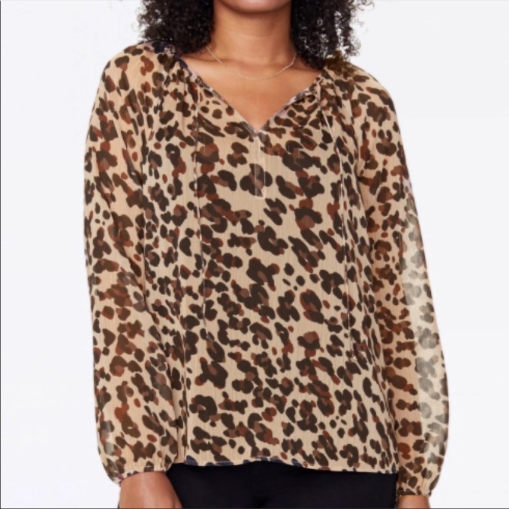 NYDJ Peasant Blouse Wildcat Animal Print